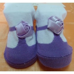 Calcetín bebé imitación zapato lila