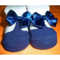 Calcetín bebé imitación zapato azul marino