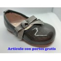 Zapatos Bailarinas infantiles niñas Grises lazo