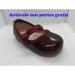 Zapatos Bailarinas infantiles niñas rojos Burdeos lazo