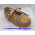 Zapatos Merceditas para niñas camel con lazo-Elegantes y cómodos
