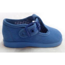 Zapatos Pepitos niños bebés tela azules francia