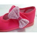 Zapatos Merceditas niñas tela fucsias