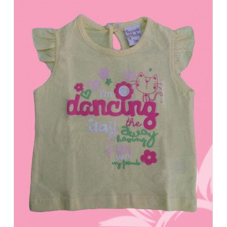 Camisetas infantiles niñas bebés manga corta dancing amarillas