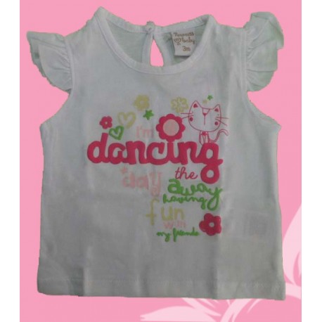 Camisetas infantiles niñas bebés manga corta dancing blancas