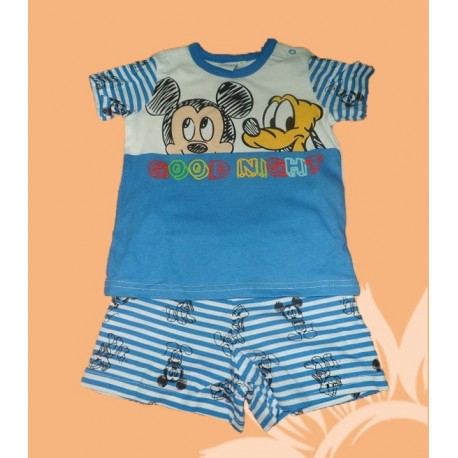 Pijamas infantiles niños bebés MIckey cortos azules verano.