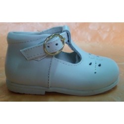 Zapatos pepitos infantiles bebés hebilla blancos