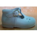 Zapatos pepitos infantiles bebés hebilla blancos