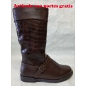 Botas infantiles juveniles niñas altas marrón chocolate