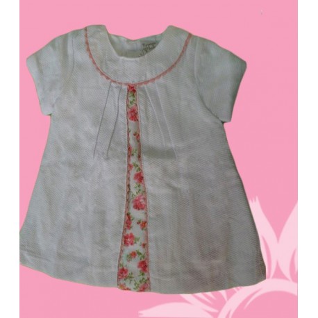 Vestidos infantiles niñas bebés piqué blancos flores