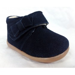 Botas, botines infantiles niñas bebés lazo azules marino