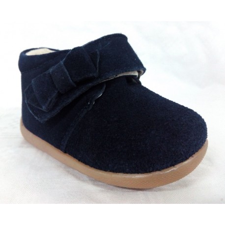 Botas, botines infantiles niñas bebés lazo azules marino