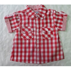 Camisas infantiles niños manga corta cuadros rojas