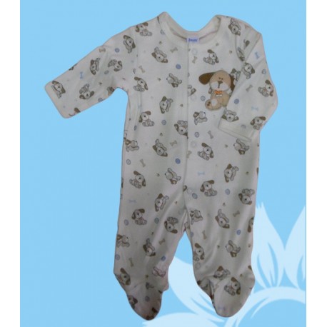 Pijama algodón manga larga bebé y recién nacido niño perrito. Estampado. Invierno.