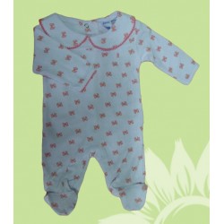 Pijama algodón manga larba bebé y recién nacido niña lazos. Estampado invierno.